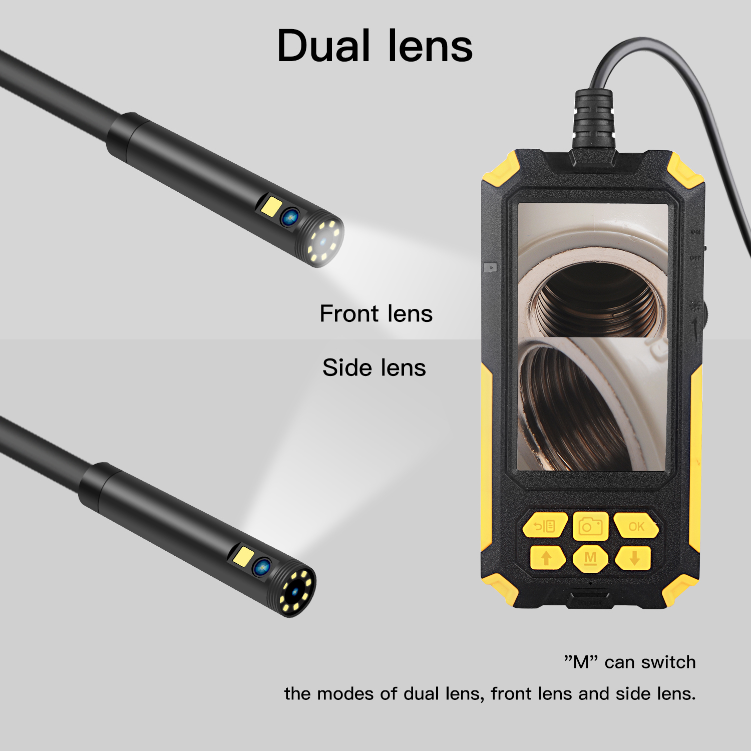 P50558mmDual-lens1080PHD45inchesIPSScreenIndustrialBorescopeIP68WaterproofBorescopewith9LEDLights-1943520-3