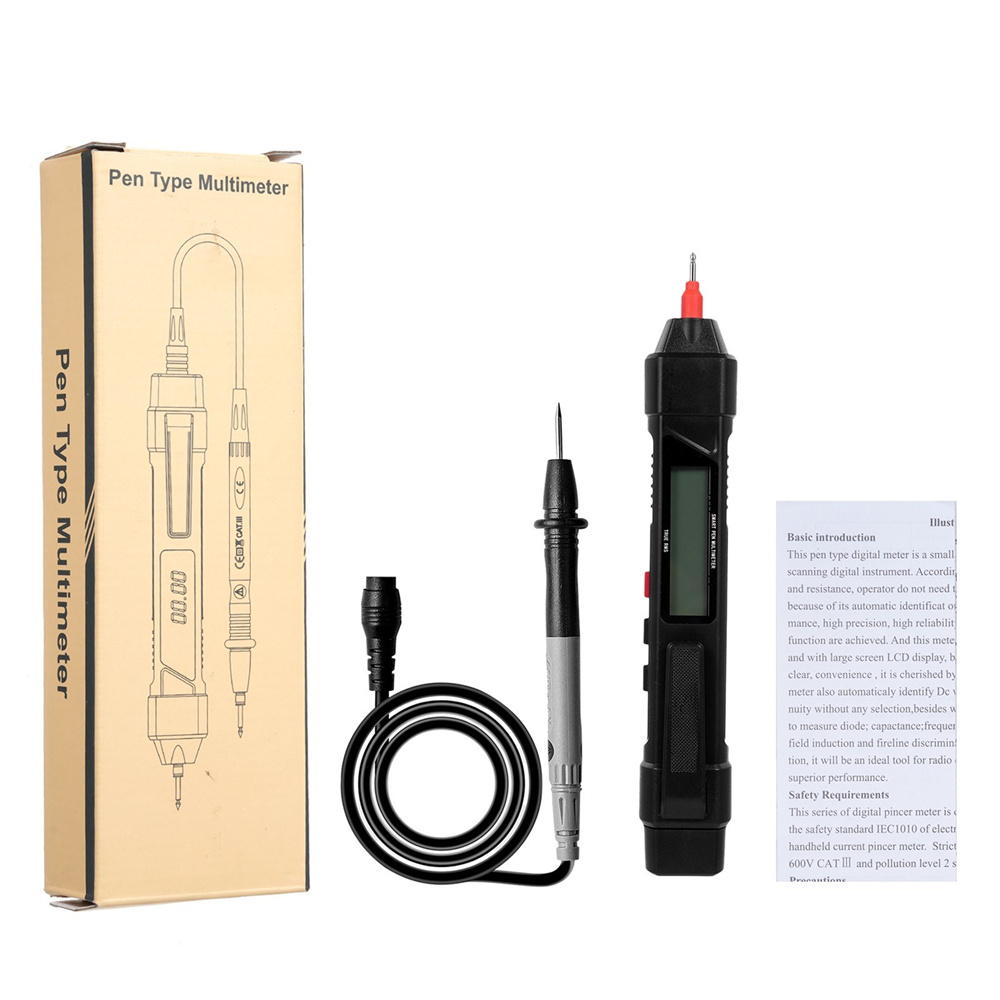 PenType4000CountDigitalMultimeterACDCVoltageTesterNCVNon-ContactTestLEDLightBlackHighPrecisionPortab-2010849-9