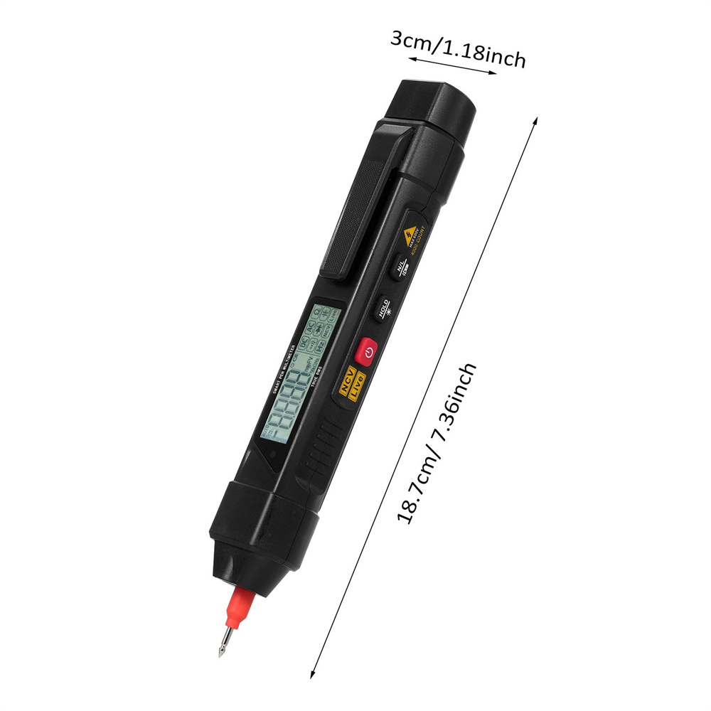 PenType4000CountDigitalMultimeterACDCVoltageTesterNCVNon-ContactTestLEDLightBlackHighPrecisionPortab-2010849-10