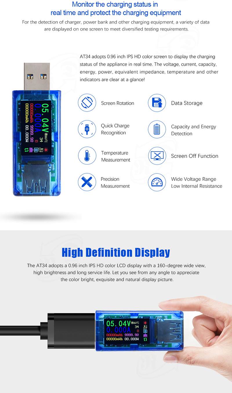 RUIDENGAT34USB30IPSHDColorScreenUSBTesterVoltageCurrentCapacityEnergyPowerTester-1326425-2