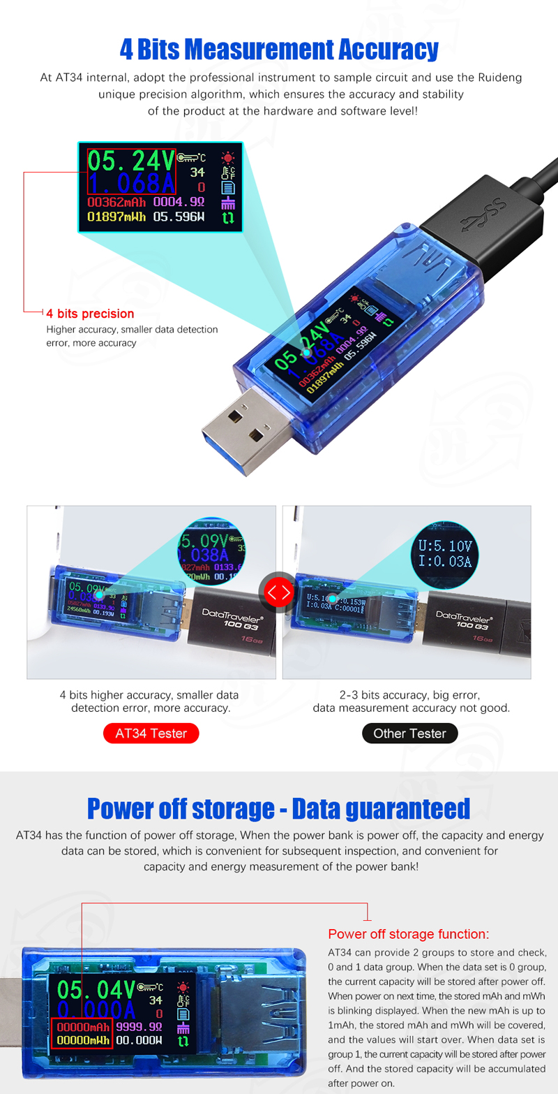 RUIDENGAT34USB30IPSHDColorScreenUSBTesterVoltageCurrentCapacityEnergyPowerTester-1326425-4