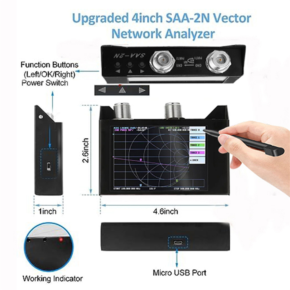 SAA-2NNanoVNAV2AntennaAnalyzer3GVectorNetworkAnalyzer40InchTouchingScreenShortwaveHFVHFUHFwithIronHo-2000913-4