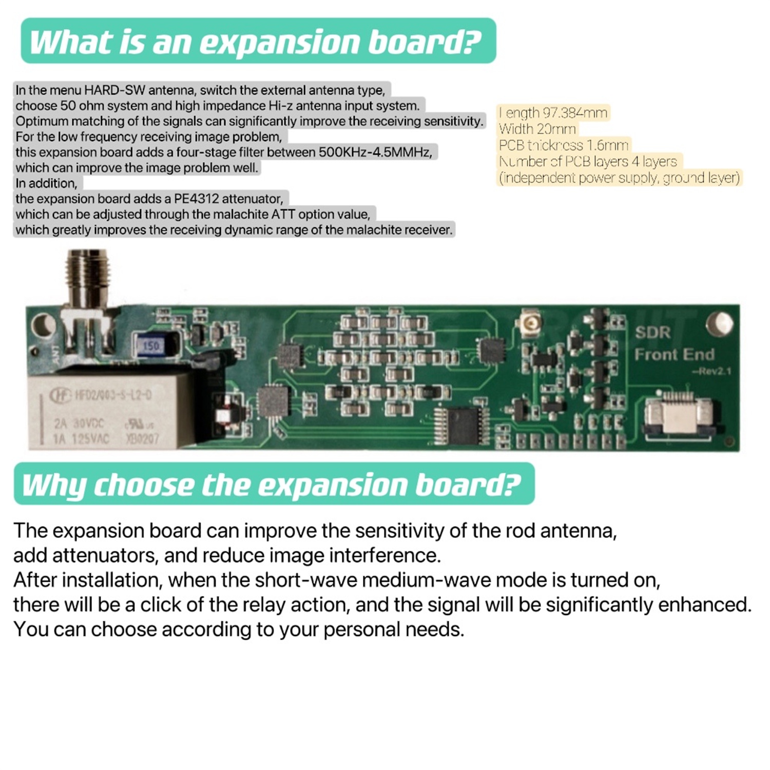 SDR-PRO110DFirmware50KHz-2GHzMalachiteSDRDSPReceiverAMSSBNFMWFMFullModeBuiltinExpansionBoard-2011247-2
