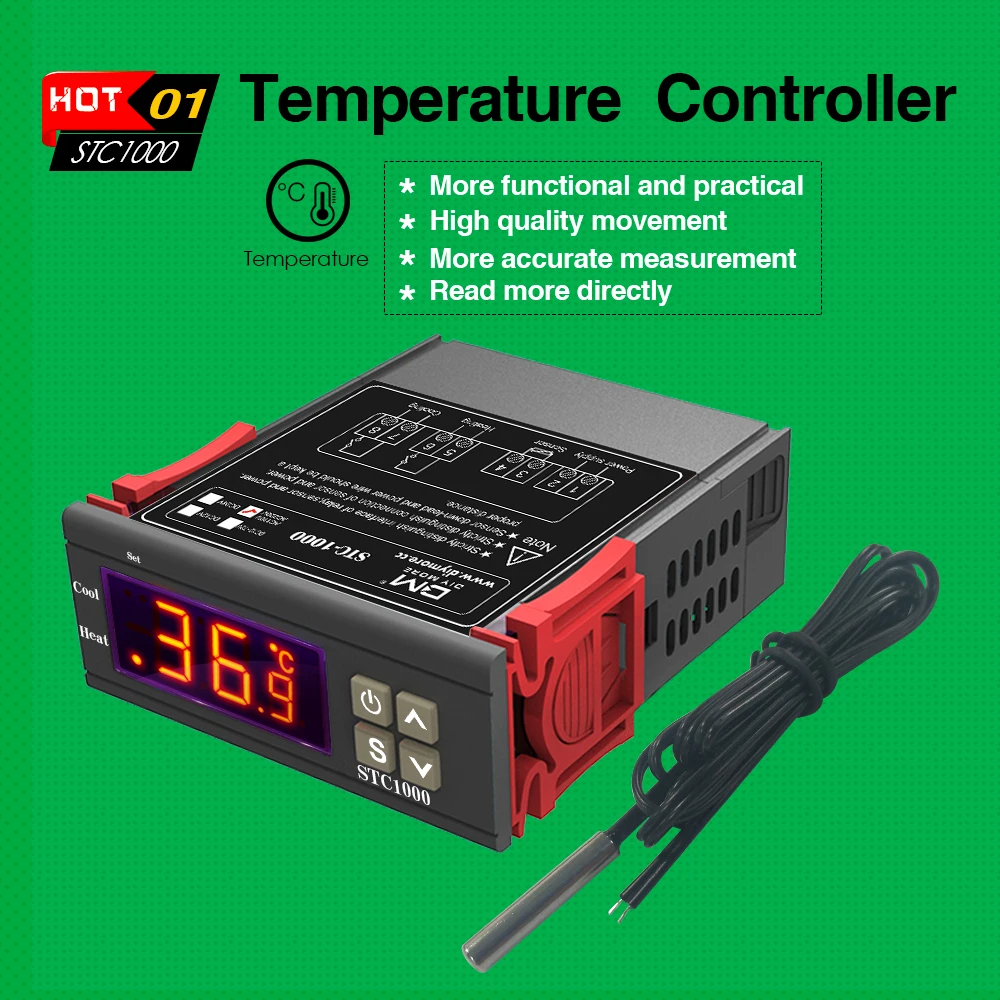 STC-1000STC100012V24V220VDigitalTemperatureControllerThermostatThermoregulatorIncubatorRelayLED10AHe-2012975-1