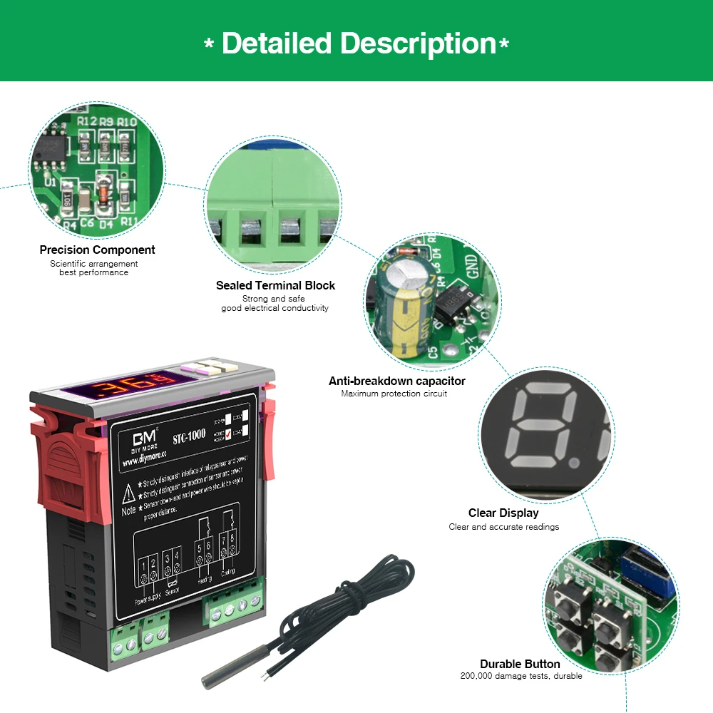 STC-1000STC100012V24V220VDigitalTemperatureControllerThermostatThermoregulatorIncubatorRelayLED10AHe-2012975-7