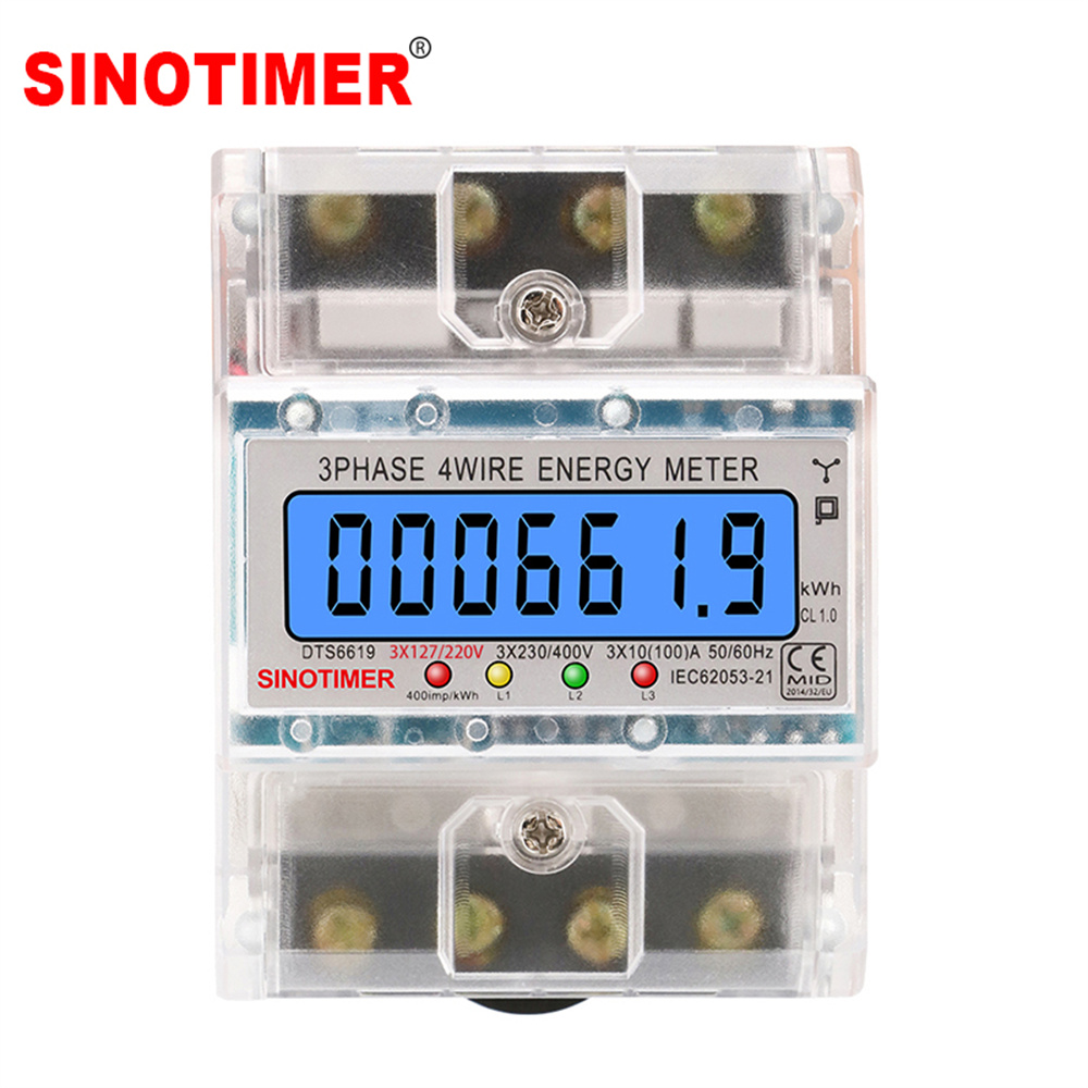 SmartMeter100ALCDKWhEnergyMeterwithThree-PhaseBacklightGuideRailforHomeUseEnergyMonitoring3127220VAC-1998182-3