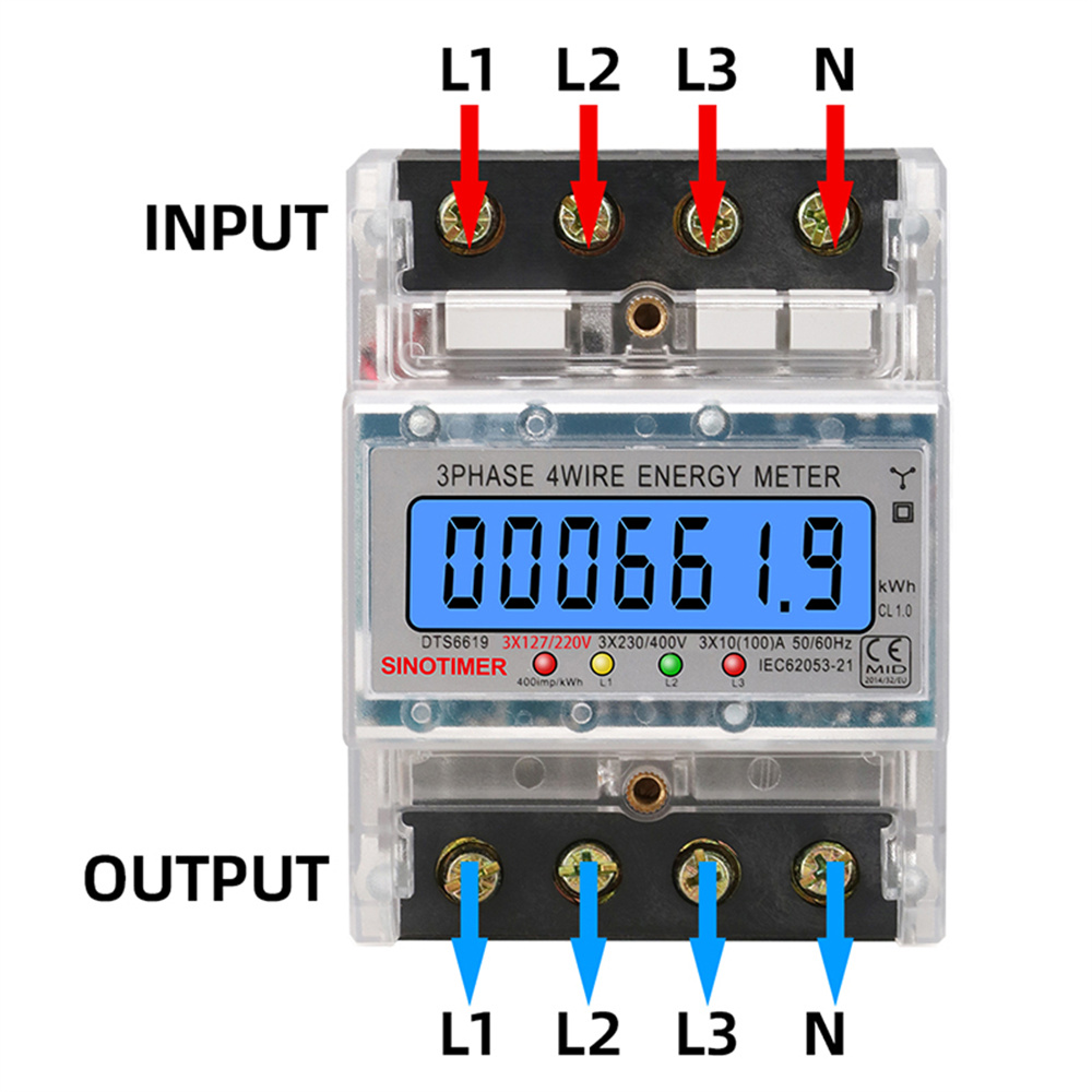 SmartMeter100ALCDKWhEnergyMeterwithThree-PhaseBacklightGuideRailforHomeUseEnergyMonitoring3127220VAC-1998182-5