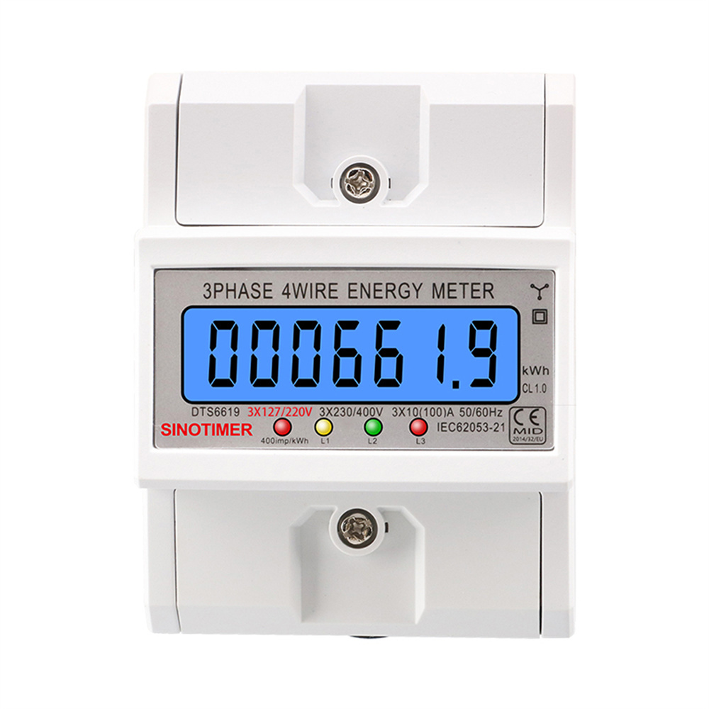 SmartMeter100ALCDKWhEnergyMeterwithThree-PhaseBacklightGuideRailforHomeUseEnergyMonitoring3127220VAC-1998182-7