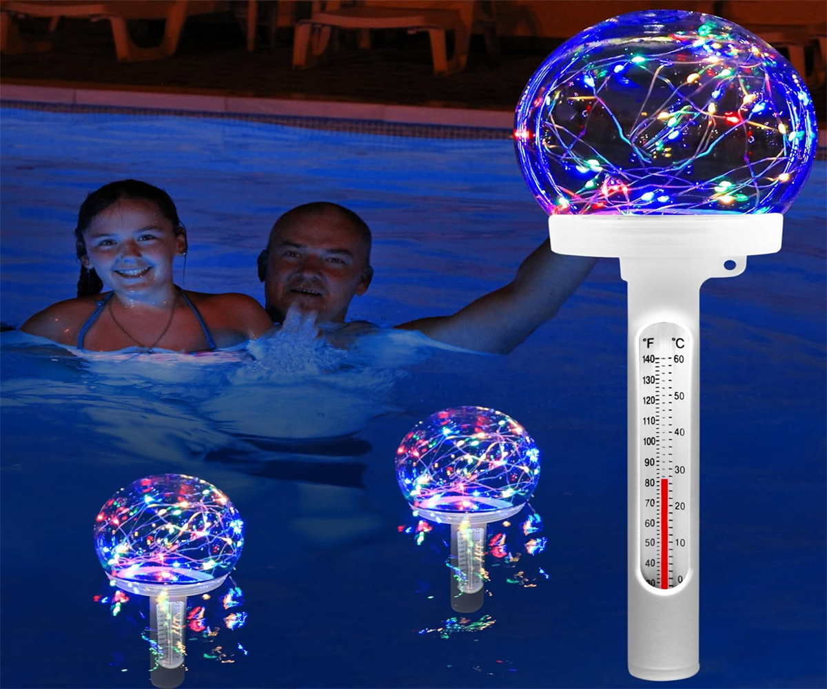 SolarPoweredFloatingPoolThermometerEasytoReadNightDisplayWaterproofHighAccuracyLEDColoredLightforPer-2012909-2