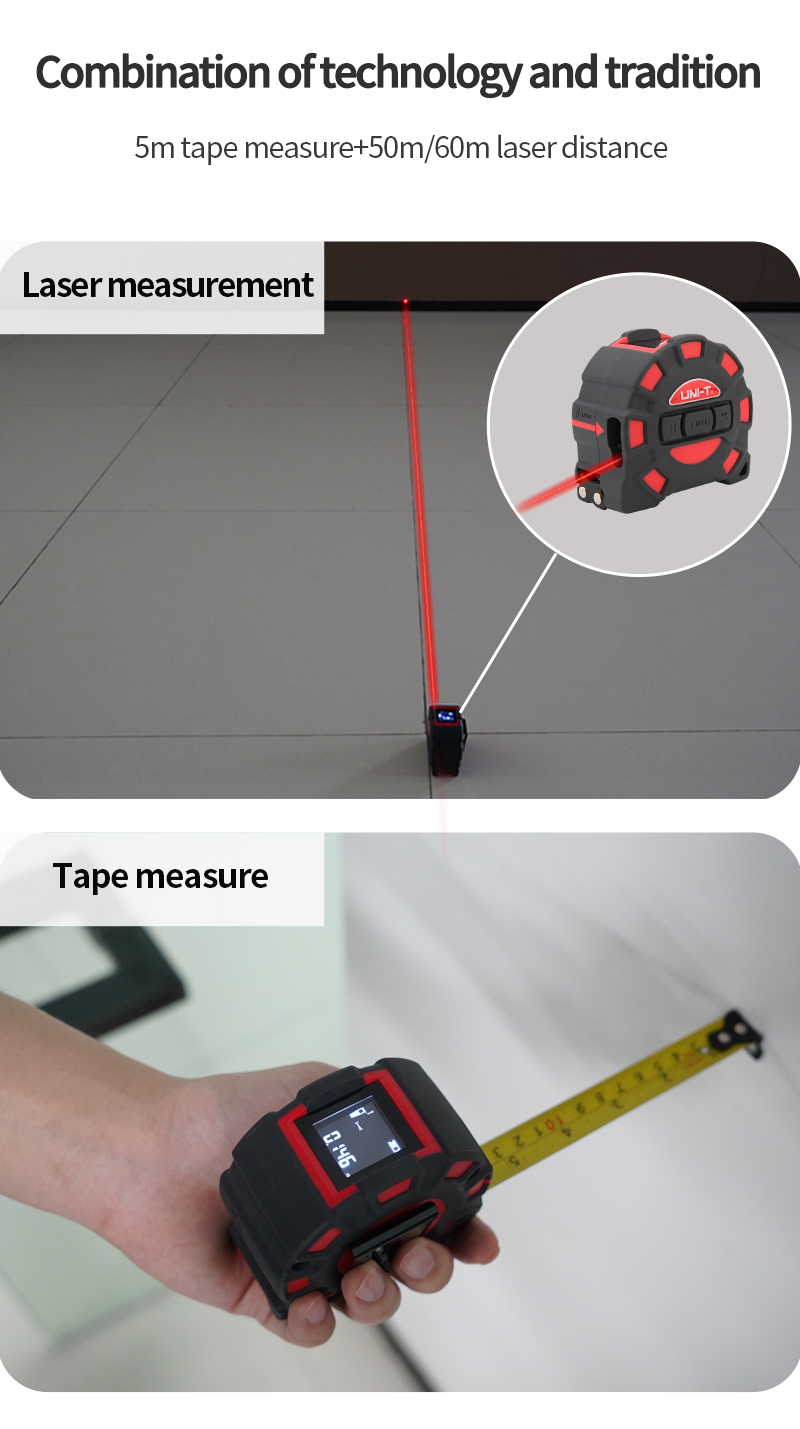 UNI-T50M60MLaserTapeMeasureLM50TLM60TDigitalElectronicRulerRouletteMeterLCDDisplayRetractableMeasuri-1983235-9