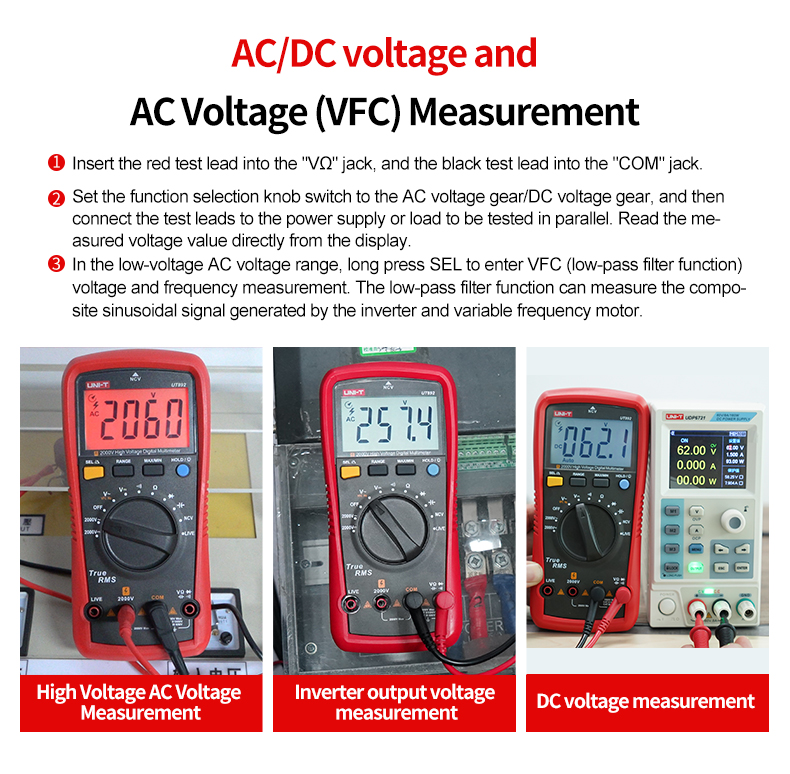 UNI-TDigitalMultimeterUT8922000VACDCVoltmeterTrueRMSCapacitorTesterFrequencyMeterNCVLIVETest-1984161-7