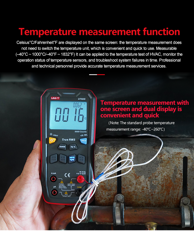 UNI-TDigitalSmartMultimeterUT60SUT60BT1000VACDCVoltmeterAmmeterTrueRMSCapacitorTemperatureTestermult-1983191-11