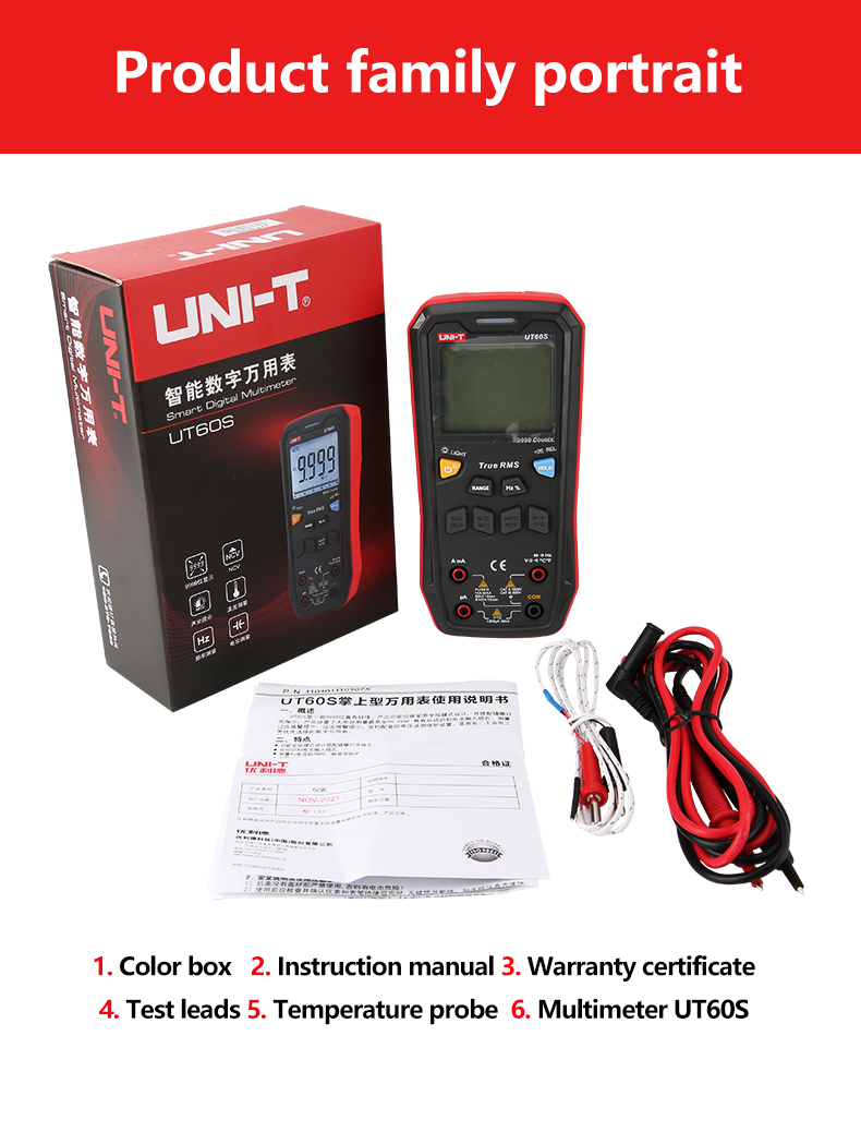 UNI-TDigitalSmartMultimeterUT60SUT60BT1000VACDCVoltmeterAmmeterTrueRMSCapacitorTemperatureTestermult-1983191-14