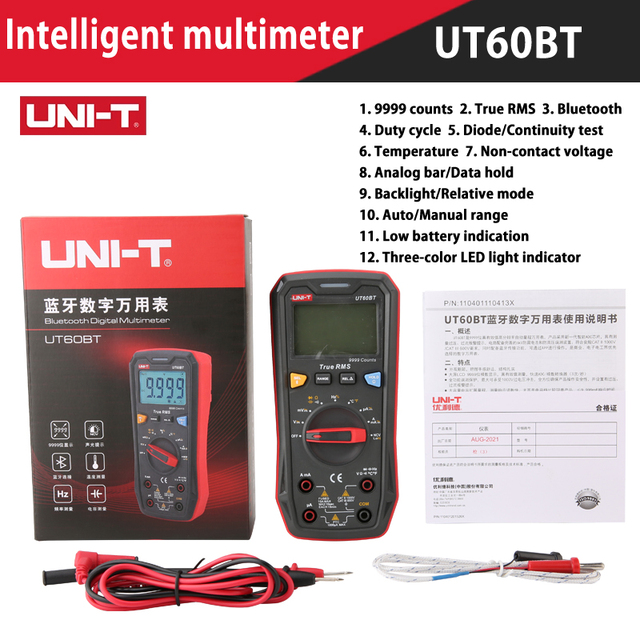 UNI-TDigitalSmartMultimeterUT60SUT60BT1000VACDCVoltmeterAmmeterTrueRMSCapacitorTemperatureTestermult-1983191-15