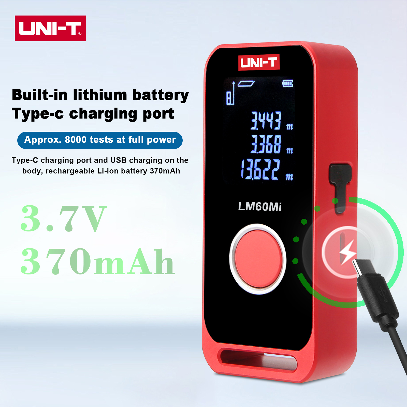 UNI-TLM40MiLM60MiMiniRechargeableLaserDistanceMeters40m60mDigitalElectronicRulerMeasuringInstrument-2012845-1