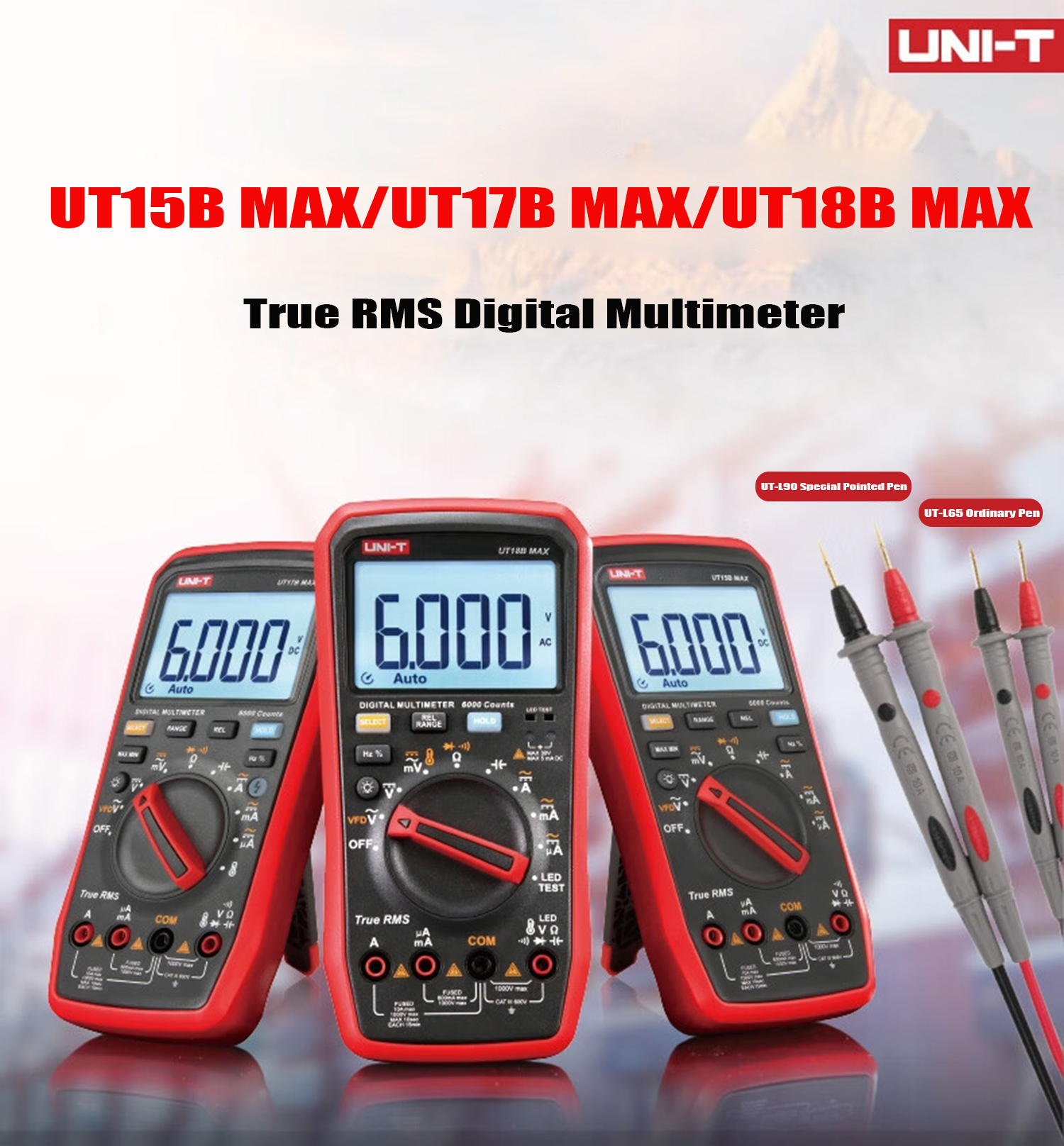 UNI-TUT17BMAXTrueRMSDigitalMultimetersVoltmeterAutoRangeAmmeterFrequencyCapacitanceTesterVFD-1994974-2