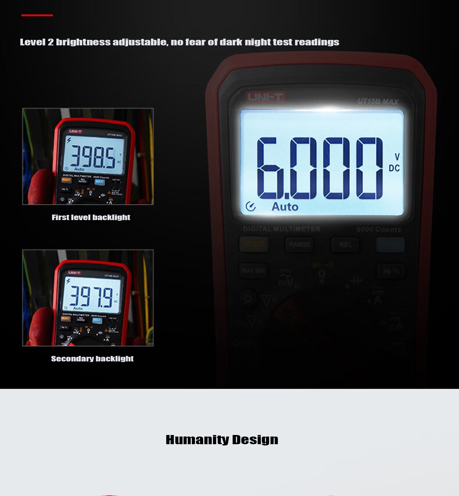 UNI-TUT17BMAXTrueRMSDigitalMultimetersVoltmeterAutoRangeAmmeterFrequencyCapacitanceTesterVFD-1994974-13