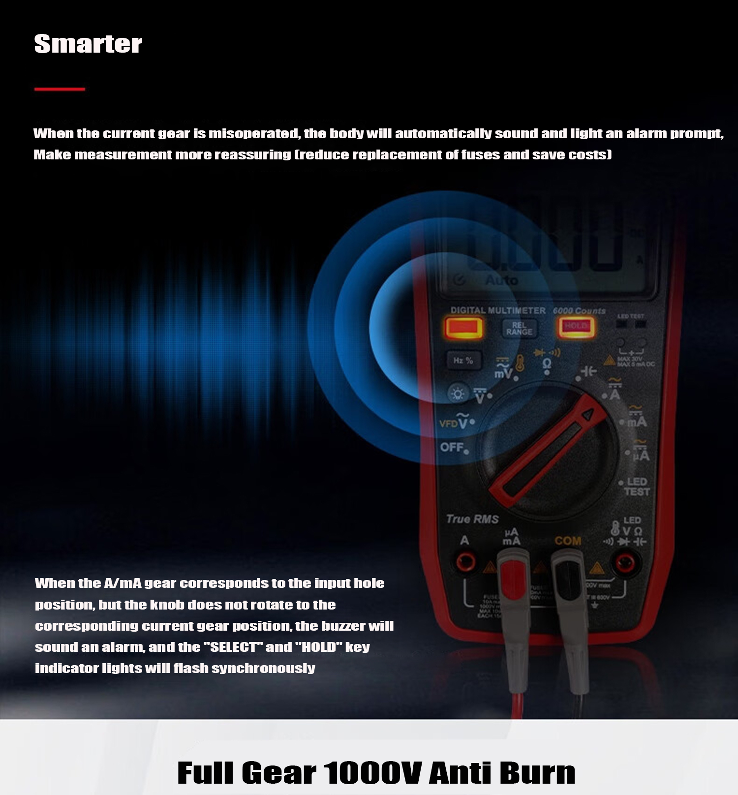 UNI-TUT17BMAXTrueRMSDigitalMultimetersVoltmeterAutoRangeAmmeterFrequencyCapacitanceTesterVFD-1994974-4