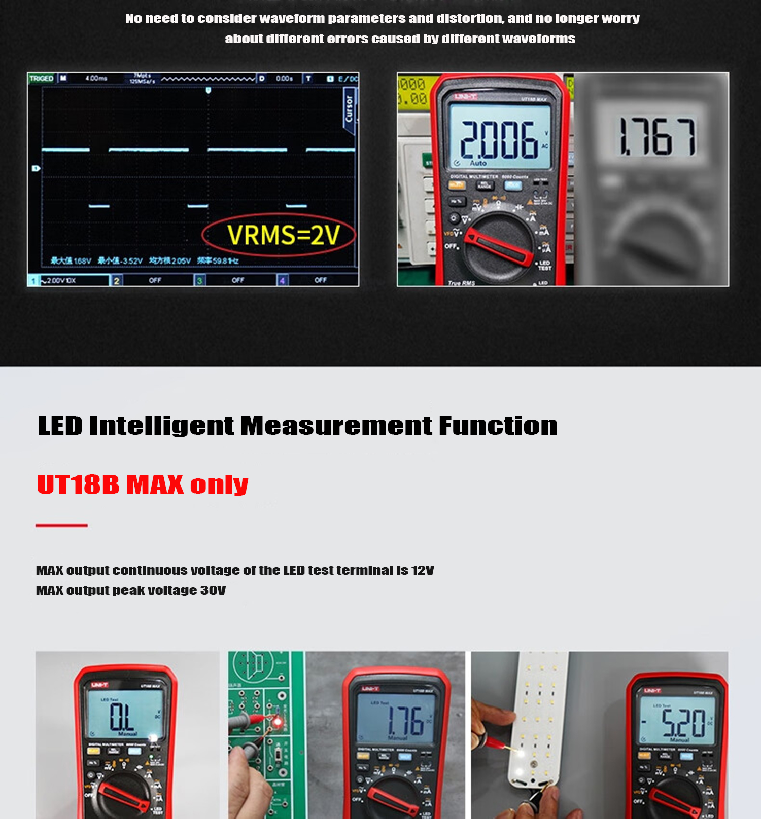 UNI-TUT17BMAXTrueRMSDigitalMultimetersVoltmeterAutoRangeAmmeterFrequencyCapacitanceTesterVFD-1994974-8