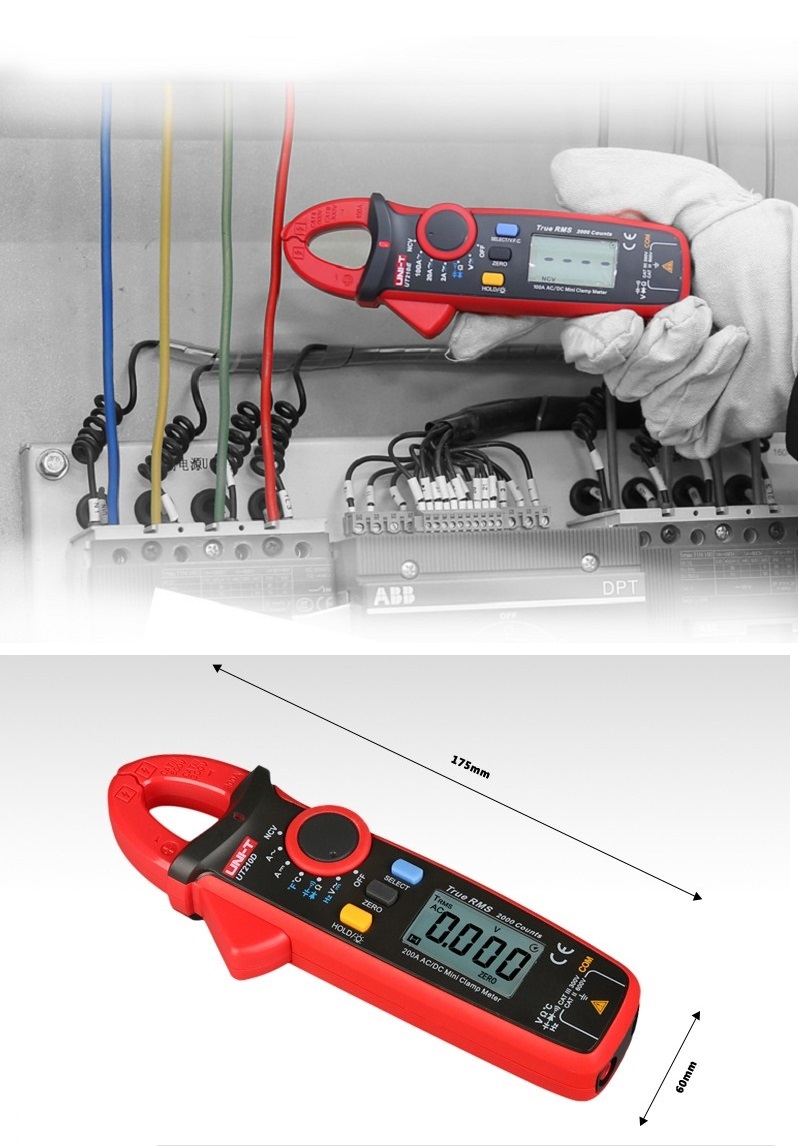 UNI-TUT210DDigitalClampMeterTemperatureMeasurementAutoRangeCapacitanceMultimeterACDCCur-1404793-3