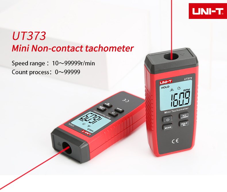 UNI-TUT373MiniDigitalLaserTachometerNonContact99999RPMGaugeTachometerSpeedTesterMeterwithLCDBackligh-1981457-2