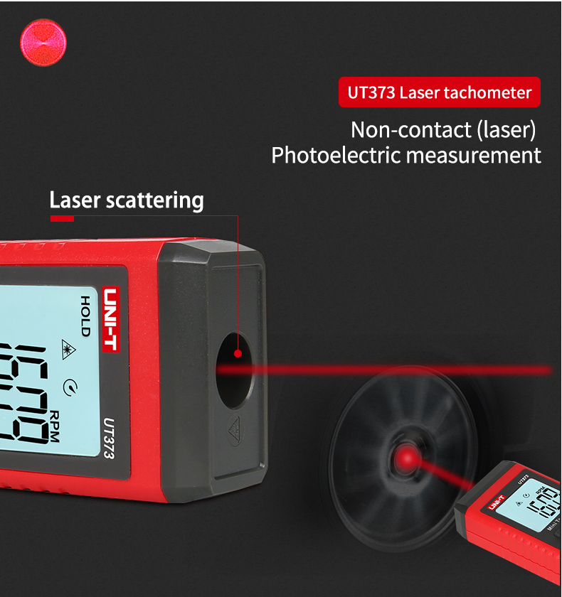 UNI-TUT373MiniDigitalLaserTachometerNonContact99999RPMGaugeTachometerSpeedTesterMeterwithLCDBackligh-1981457-5