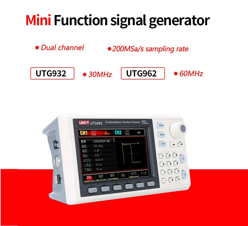 UNI-TUTG932EUTG962EFunctionArbitraryWaveformGeneratorSignalSourceDualChannel200MSs14bitsFrequencyMet-1708357-1