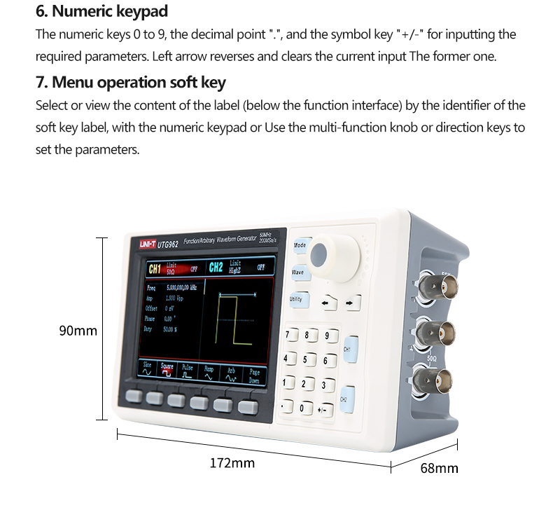 UNI-TUTG932EUTG962EFunctionArbitraryWaveformGeneratorSignalSourceDualChannel200MSs14bitsFrequencyMet-1708357-6