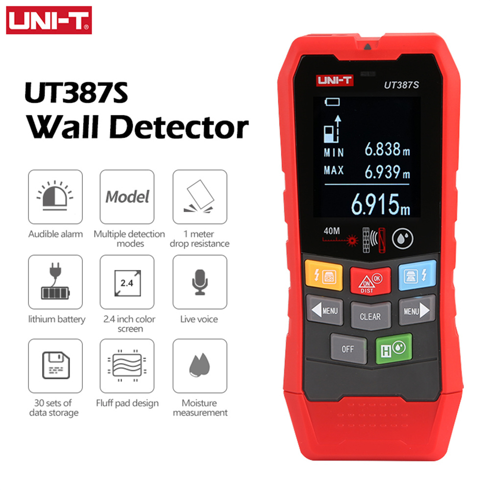 UNI-TWallScannerUT387EUT387SUT387LM4In1MetalDetectorWoodStudFinderACVoltageLiveCableWiresDepthTracke-1994513-4