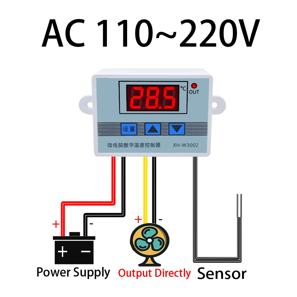 W3002DigitalLEDTemperatureControllerwith12V24V220V110VOptionsDualRefrigerationandHeatingControlAdjus-2011807-12