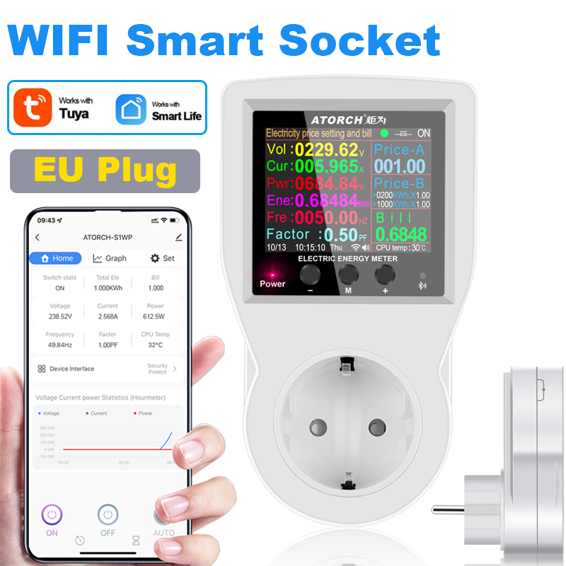WIFIDigitalWattmeterEUPlug220VACPowerMeterElectricyconsumptionEnergyMeterPowerKilowattWattageElectri-1996941-1