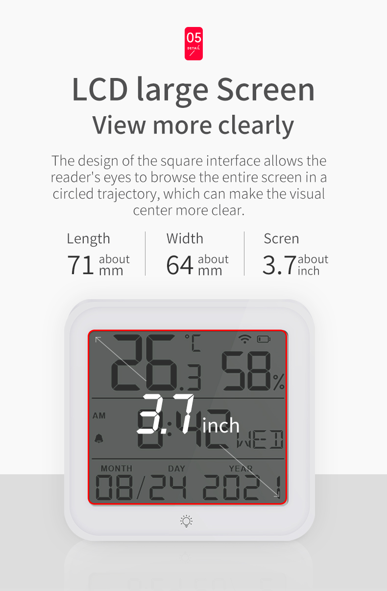 WiFiConnectedLCDDisplayTemperatureandHumidityMonitorwithMulti-FunctionClockandAlarmFeaturesSupportsC-2008092-6