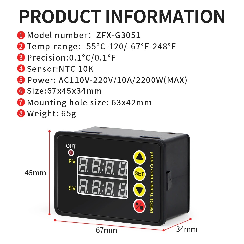 ZFX-G3051DigitalTemperatureControllerMicrocomputerThermostatHeatingCoolingControlRefrigerationNTCSen-2004584-6