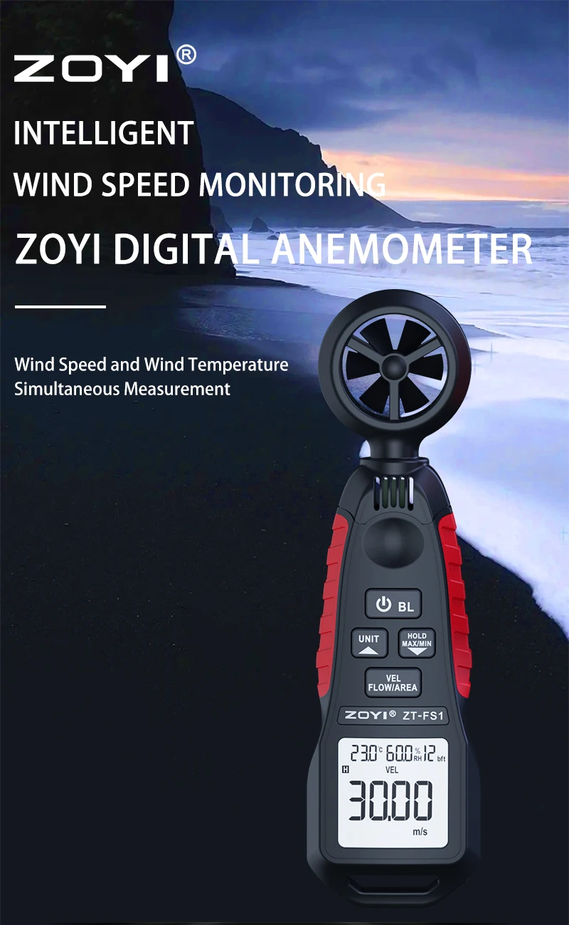 ZOYIZT-FS1HighPrecisionAnemometerWindSpeedTemperatureandHumidityMeasurement04-3000mswithClearLCDDisp-2013490-1
