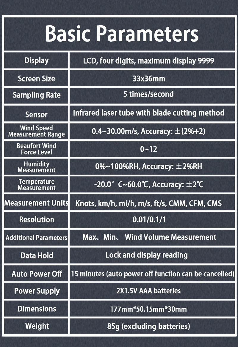 ZOYIZT-FS1HighPrecisionAnemometerWindSpeedTemperatureandHumidityMeasurement04-3000mswithClearLCDDisp-2013490-12
