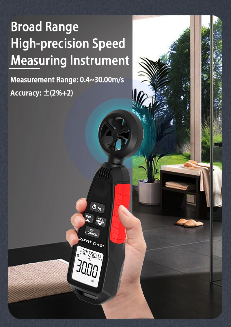 ZOYIZT-FS1HighPrecisionAnemometerWindSpeedTemperatureandHumidityMeasurement04-3000mswithClearLCDDisp-2013490-4