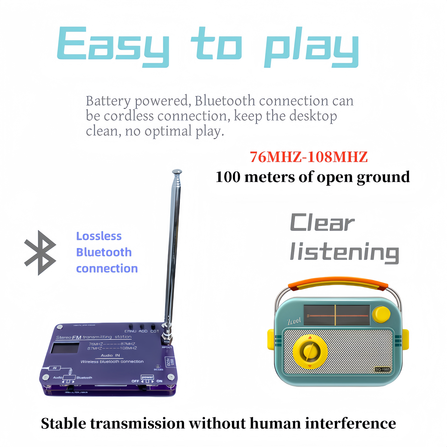 bluetooth-EnabledFMTransmitterandReceiverAdjustable76-108MHZFrequencyRechargeableLithiumBattery100Me-2014431-5