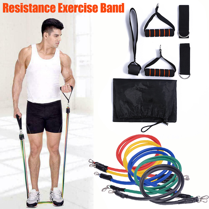 11PCSResistanceBandsYogaPilatesAbsExerciseFitnessTubeWorkoutTool-1723644-2