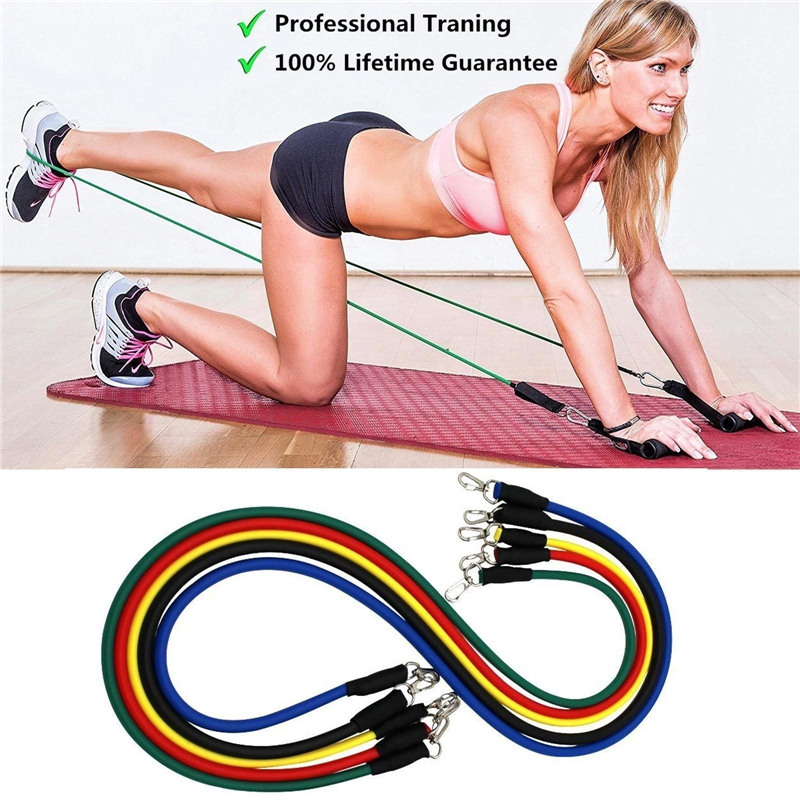 11PCSResistanceBandsYogaPilatesAbsExerciseFitnessTubeWorkoutTool-1723644-8