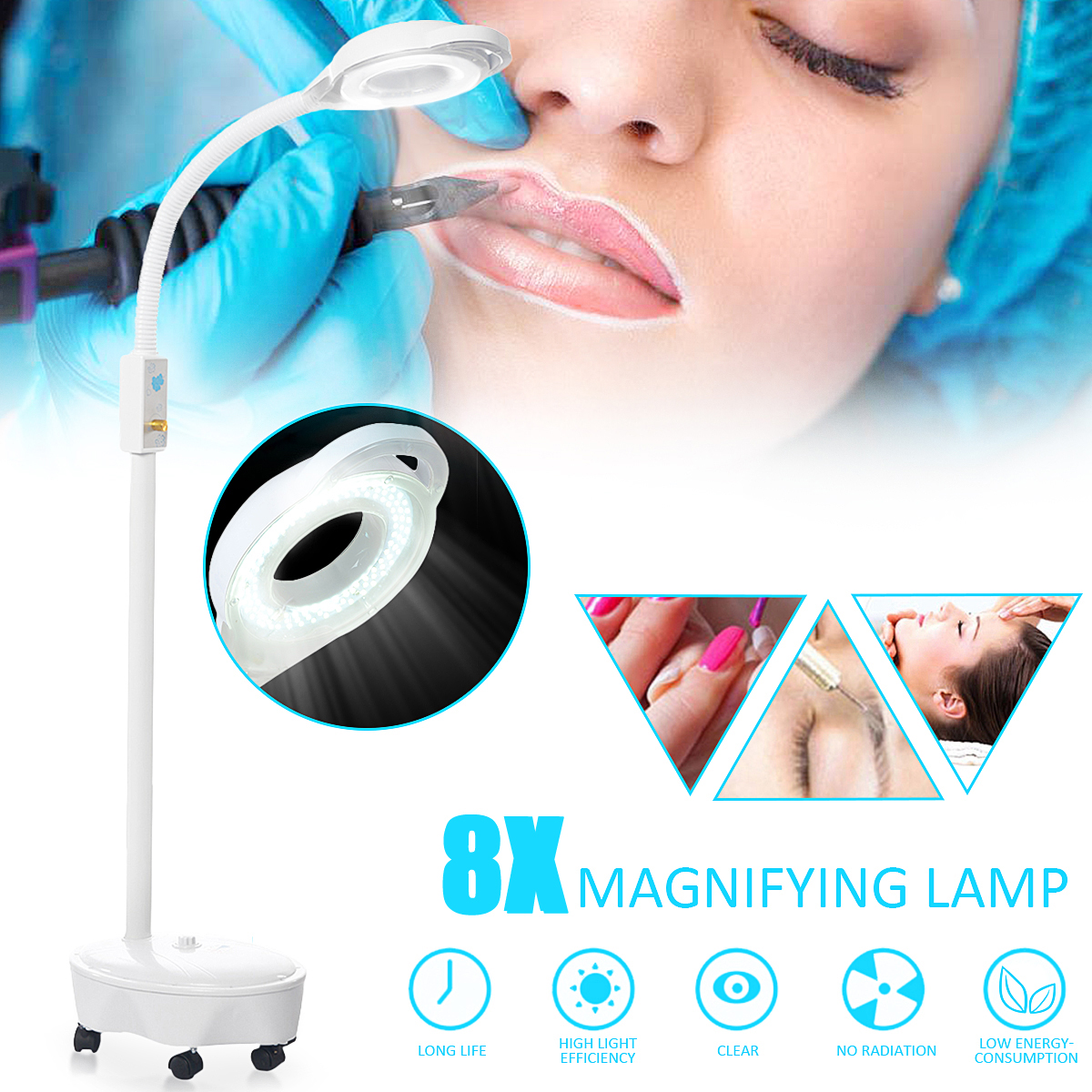 220VPro8XDiopterMagnifyingLamp120LEDBeadsMagnifierFacialLightwithSwivelArmforBeautySalonTattooSpaSki-1465763-1