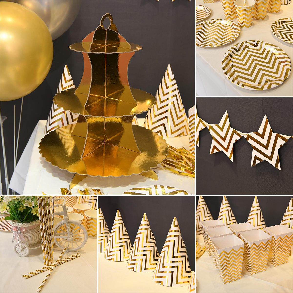 GoldStripeSeriesDisposableTablewareSetsPaperPlatesforPartyPartyBirthdayWeddingDecoration-1764923-1