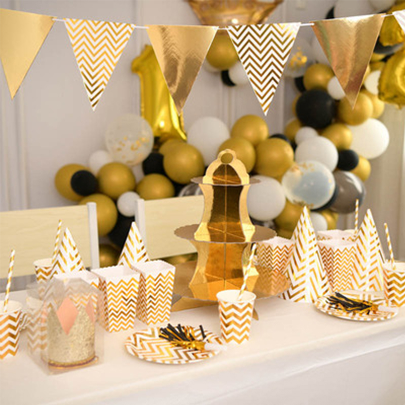 GoldStripeSeriesDisposableTablewareSetsPaperPlatesforPartyPartyBirthdayWeddingDecoration-1764923-8