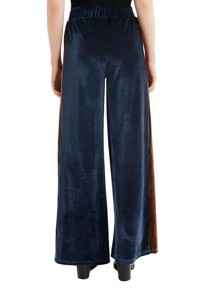 GoldVelvetColorSplicingWideLegPants-1236310-2