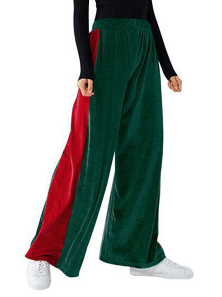 GoldVelvetColorSplicingWideLegPants-1236310-3