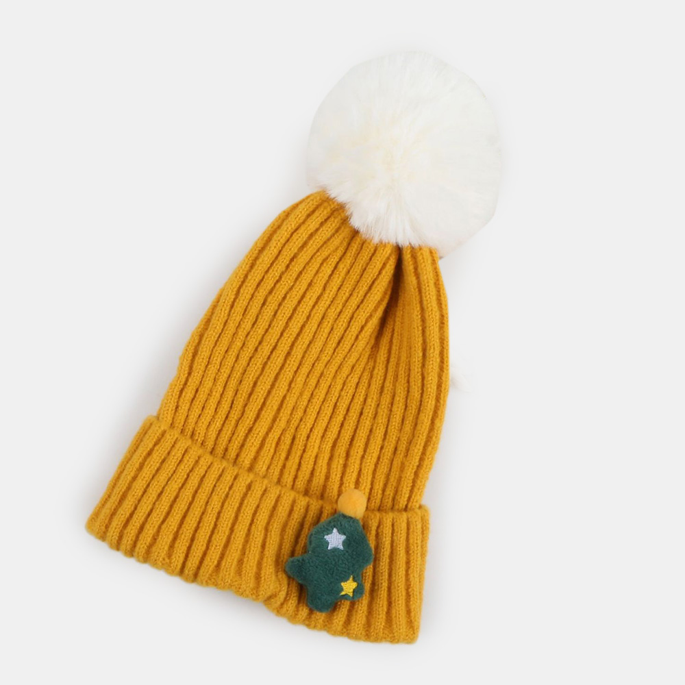 MenKnittedHatChristmasWoolenThickenWarmWinterBeanieforWomenWithPlushBall-1919065-6