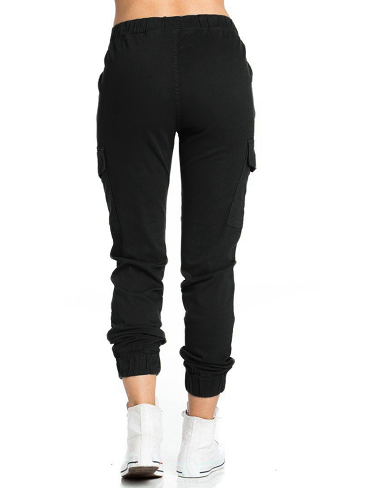 WomenCasualElasticWaistDrawstringSidePocketsPants-1636821-2