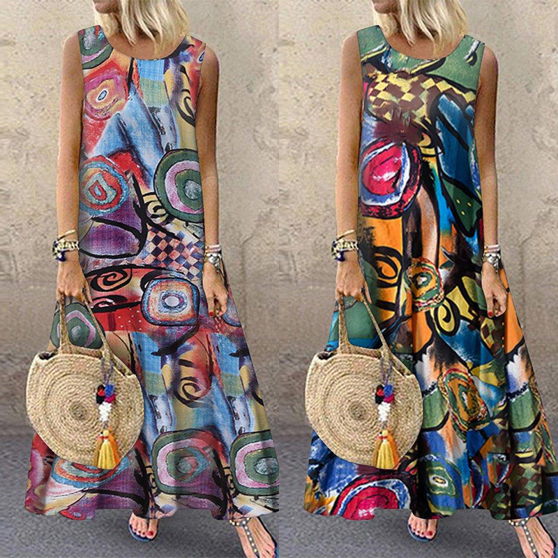 WomenRetroO-neckFloralPrintSleevelessMaxiDress-1546066-1