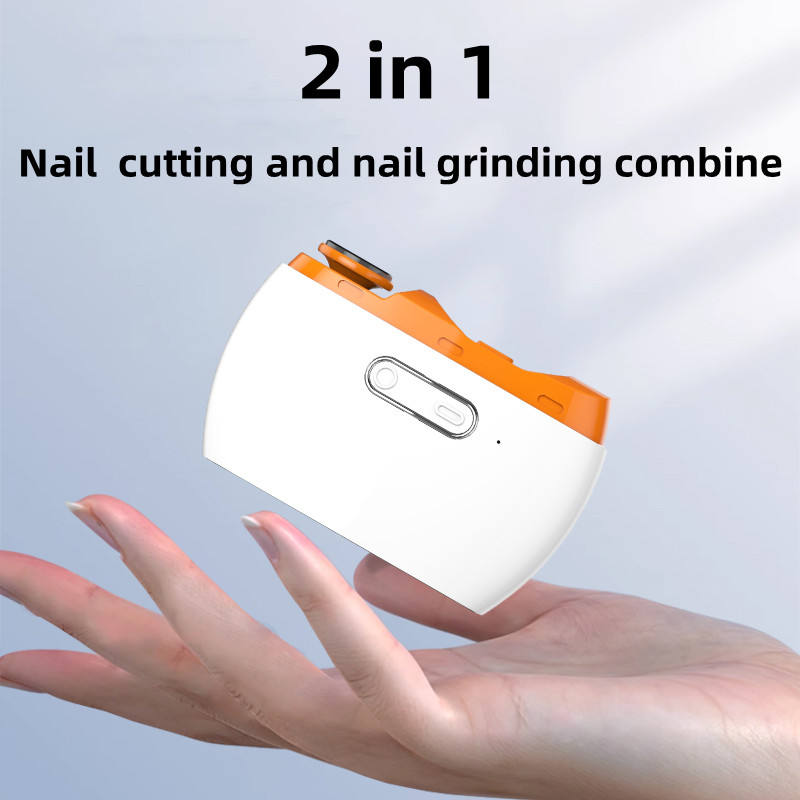 2-in-1USBRechargeableElectricNailCutterandPolisherLightweightandPortableABSMaterialNailTrimmerSuitab-2014218-1