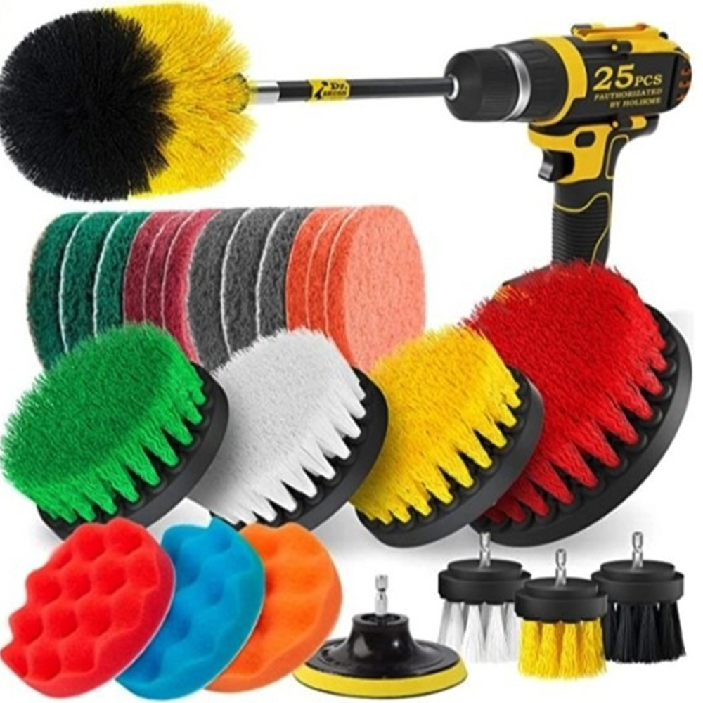 25PCSETElectricDrillBrushesBrushAttachableforCleaningPoolTileFlooringBrickCeramicMarbleGroutBathroom-1983484-1