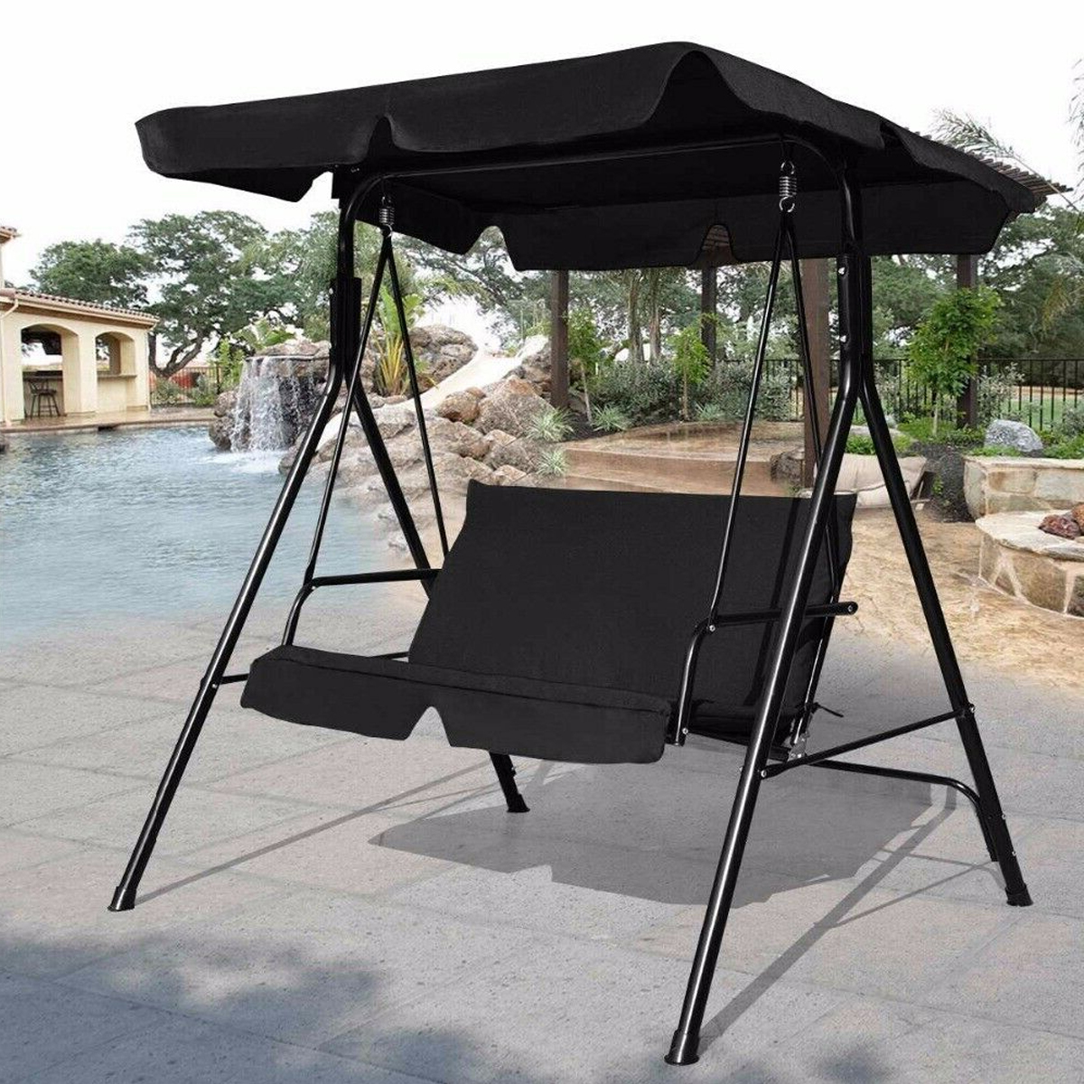 2SeatsGardenSwingCanopyCoverSeatCoverWaterproofHammockChairSparePatioReplacementAwning-1869028-8